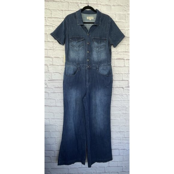 IDYLLWIND BY MIRANDA LAMBERT DENIM JUMPSUIT SIZE LARGE WIDE LEG - Picture 1 of 16
